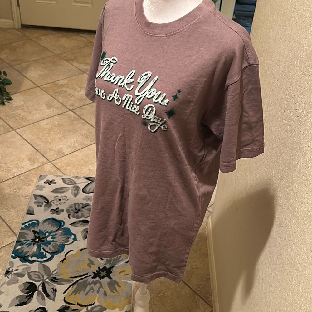 Urban Outfitters Market Men's XS “Thank you, Have a nice day” Graphic Tee Purple